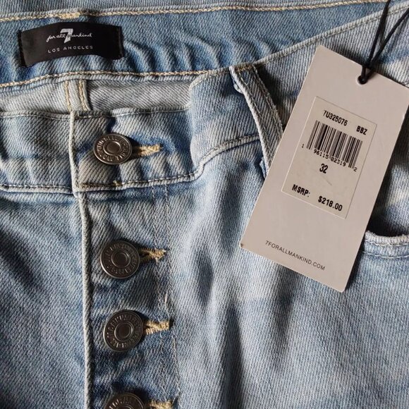 7 For All Mankind High Waist Cropped Straight Jeans in Blue Breeze, … - Picture 12 of 13